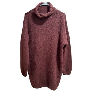 Aerie Alpaca Wool Blend Mock Neck Oversized Sweater, size‎ Small, Burgundy